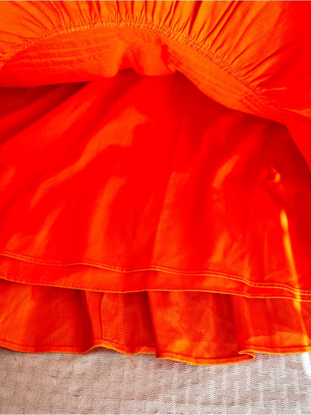 Gianni Bini Orange Linen Blend Babydoll Dress Puff Sleeve Cottagecore 12 - Picture 10 of 16